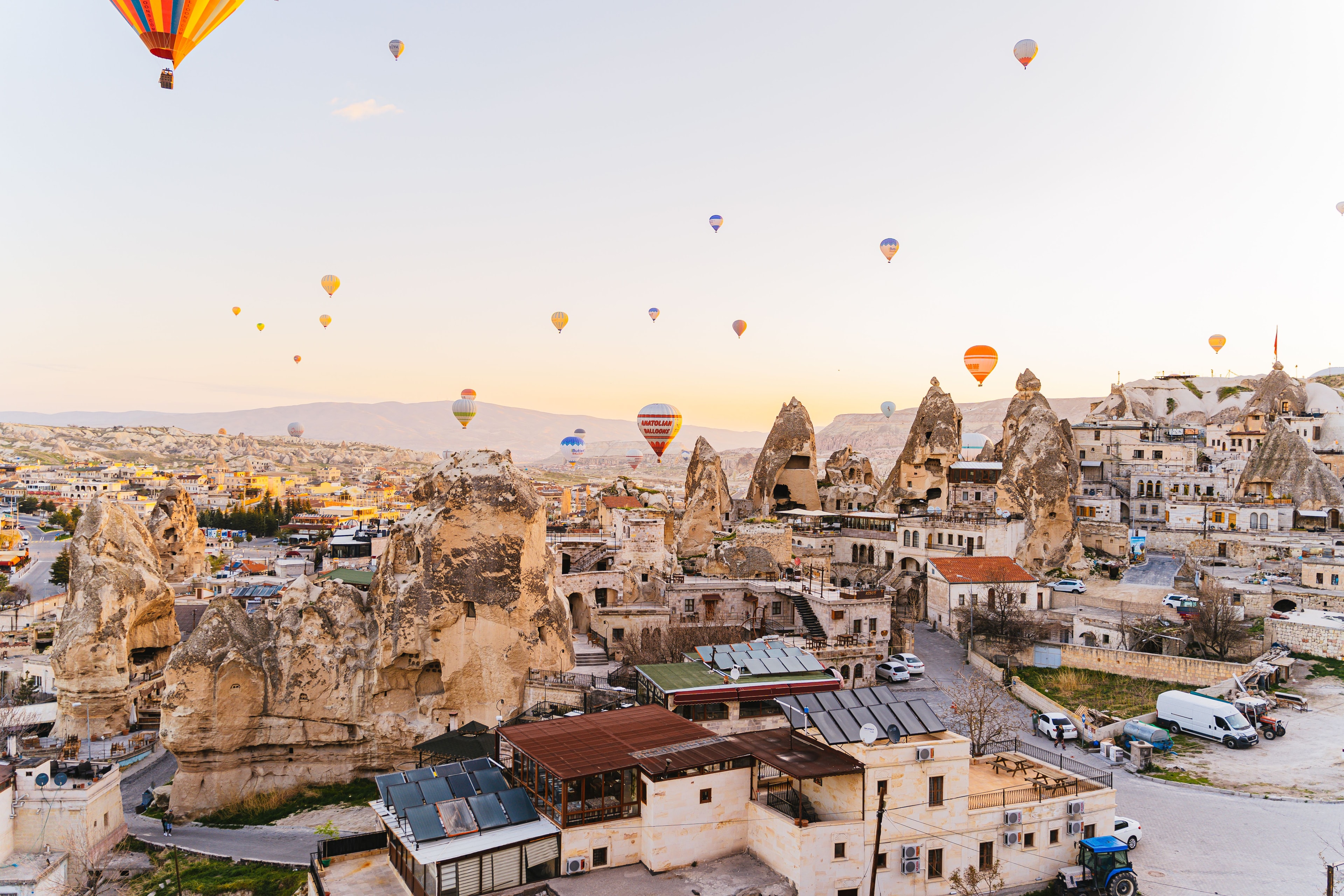 Uchisar fortress and landscape in Cappadocia, Turkey